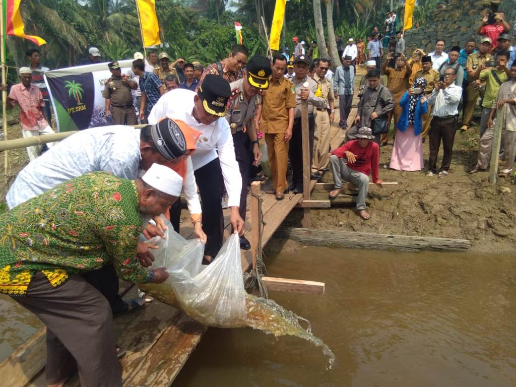 Bupati Suyatno Apresiasi PT SRM Tabur 10.000 Ekor Benih Ikan Kesungai Rokan